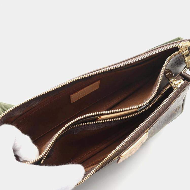 Pre Owned Louis Vuitton Multi Pochette Accessoires Brown Khaki Monogram Coated Canvas Shoulder Bag