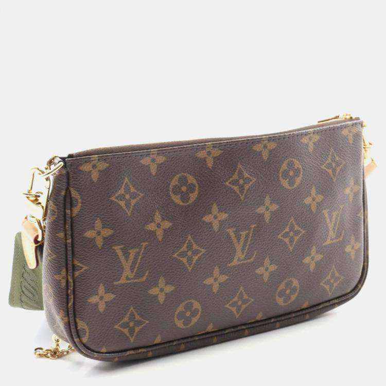 Pre Owned Louis Vuitton Multi Pochette Accessoires Brown Khaki Monogram Coated Canvas Shoulder Bag