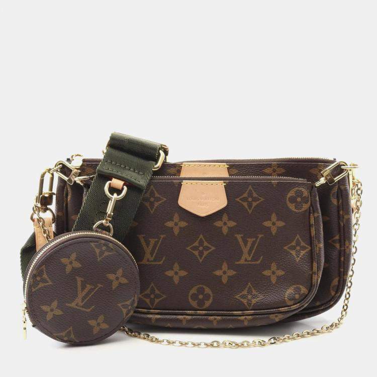 Pre Owned Louis Vuitton Multi Pochette Accessoires Brown Khaki Monogram Coated Canvas Shoulder Bag