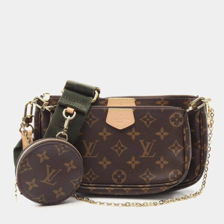 Pre Owned Louis Vuitton Multi Pochette Accessoires Brown Khaki Monogram Coated Canvas Shoulder Bag