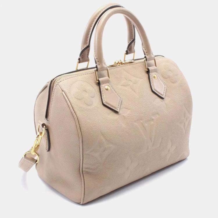 Pre Owned Louis Vuitton Speedy Bandouliere 25 Beige Monogram Empreinte Leather Handbag