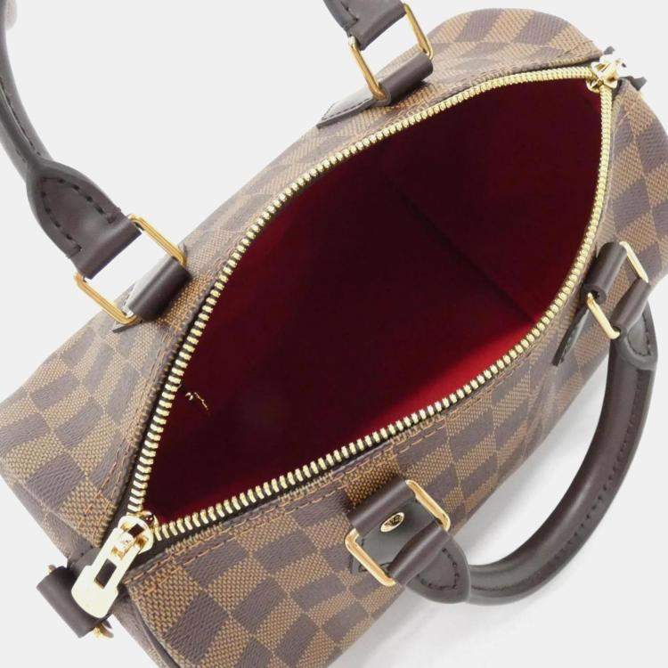 Pre Owned Louis Vuitton Speedy Bandouliere 25 Damier Ebene Canvas Boston Bag