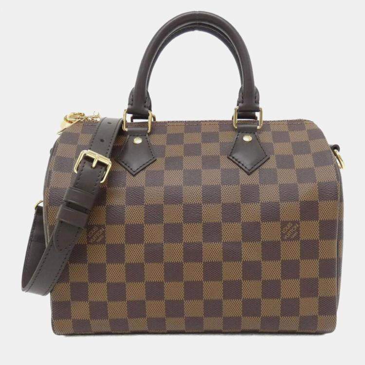 Pre Owned Louis Vuitton Speedy Bandouliere 25 Damier Ebene Canvas Boston Bag
