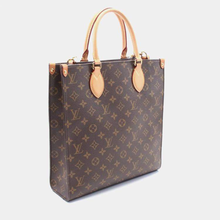 Pre Owned Louis Vuitton Sac Plat PM Brown Monogram Coated Canvas Tote Bag