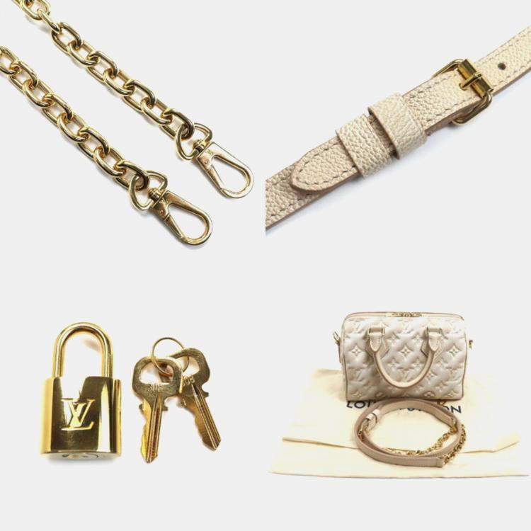 Pre Owned Louis Vuitton Speedy Bandouliere 20 Beige Monogram Empreinte Leather Shoulder Bag