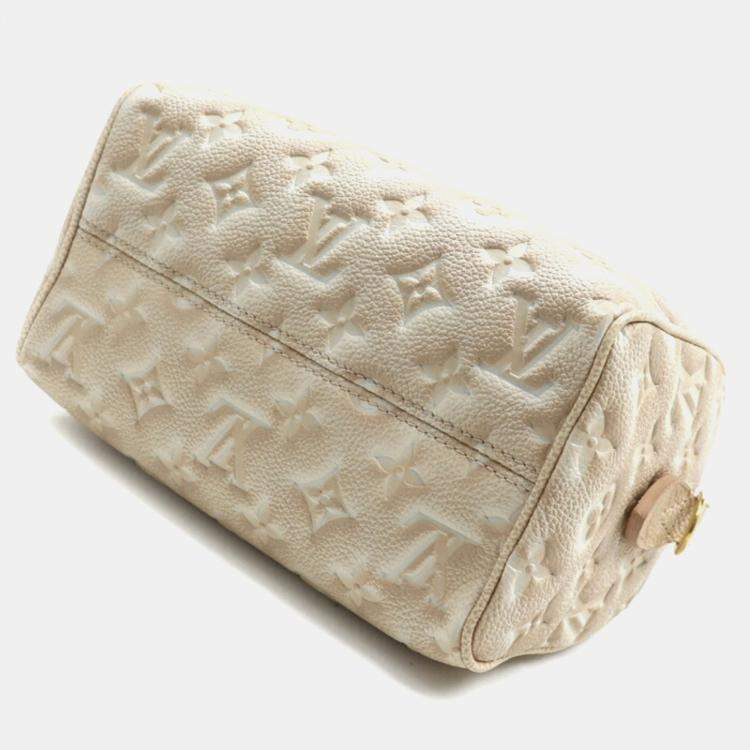 Pre Owned Louis Vuitton Speedy Bandouliere 20 Beige Monogram Empreinte Leather Shoulder Bag