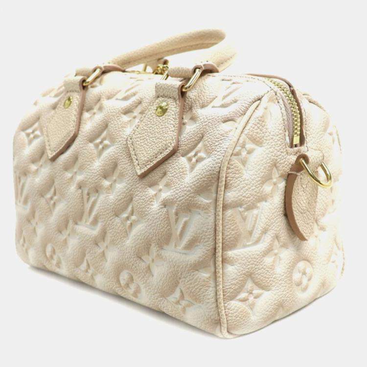 Pre Owned Louis Vuitton Speedy Bandouliere 20 Beige Monogram Empreinte Leather Shoulder Bag