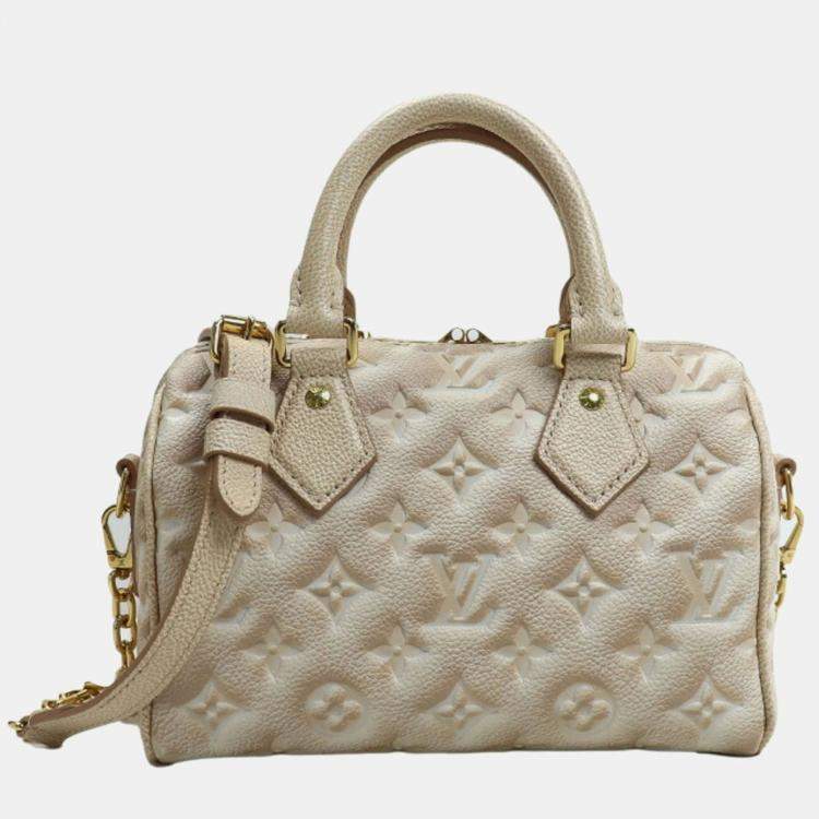 Pre Owned Louis Vuitton Speedy Bandouliere 20 Beige Monogram Empreinte Leather Shoulder Bag