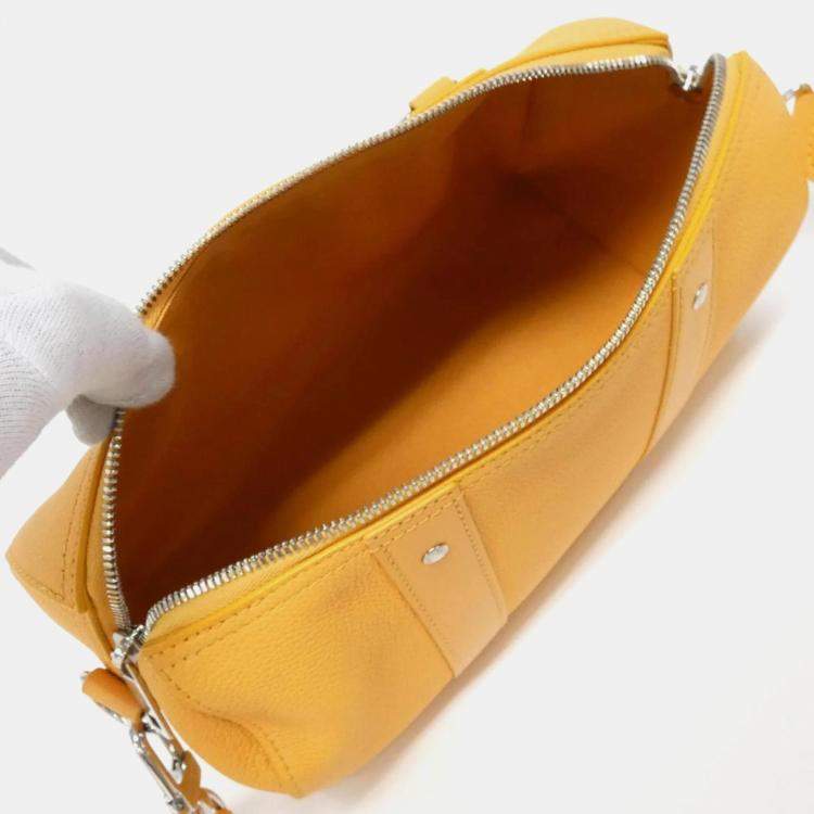 Pre Owned Louis Vuitton City Keepall LV Aerogram Saffron Leather Boston Bag
