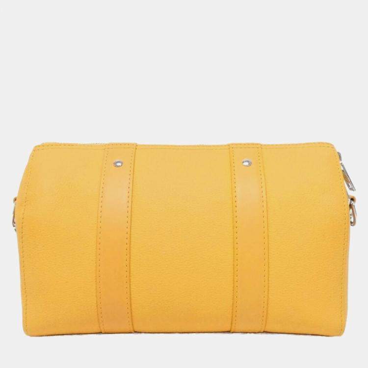 Pre Owned Louis Vuitton City Keepall LV Aerogram Saffron Leather Boston Bag