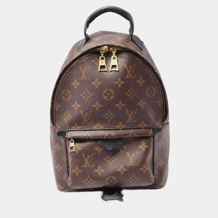 Pre Owned Louis Vuitton Palm Springs PM Monogram Brown Black Coated Canvas Backpack