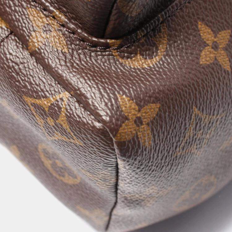 Pre Owned Louis Vuitton Palm Springs PM Monogram Brown Black Coated Canvas Backpack
