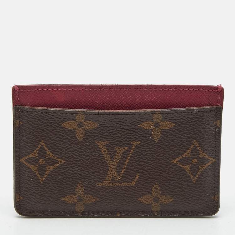 Pre Owned Louis Vuitton Fuchsia Monogram Canvas Card Holder