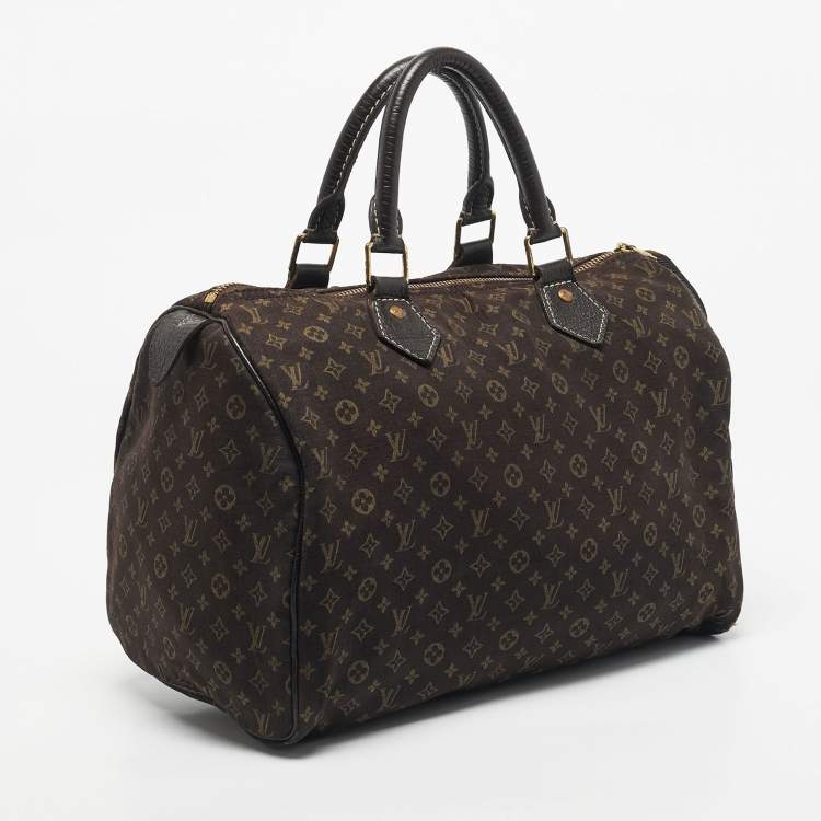 Pre Owned Louis Vuitton Fusain Monogram Mini Lin Canvas Speedy 30 Bag