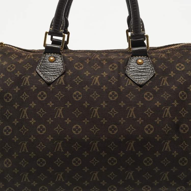 Pre Owned Louis Vuitton Fusain Monogram Mini Lin Canvas Speedy 30 Bag