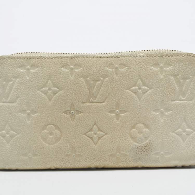 Pre Owned Louis Vuitton Off White Monogram Empreinte Leather Zippy Wallet