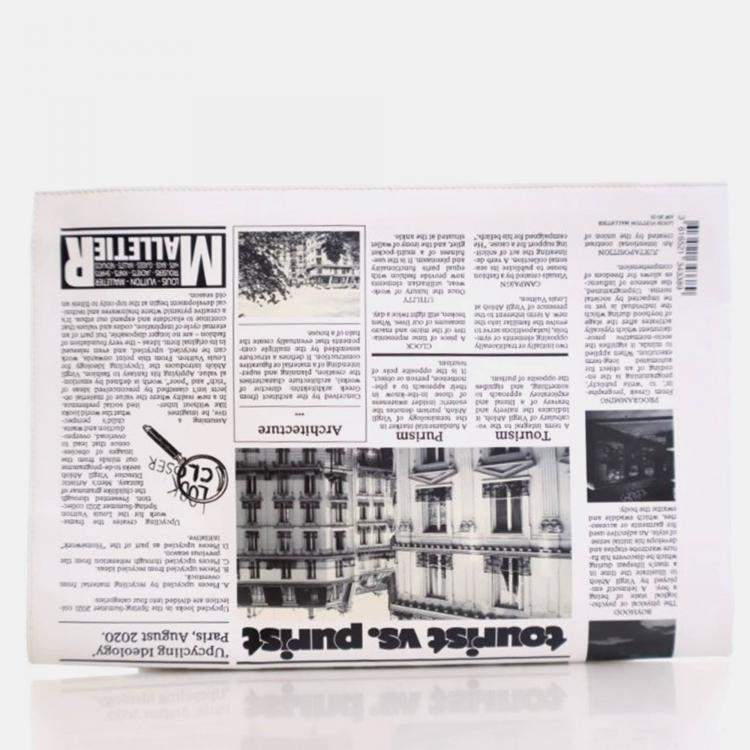 مملوكة مسبقًا Louis Vuitton Newspaper Pouch White Black Blue Calfskin Clutch Bag