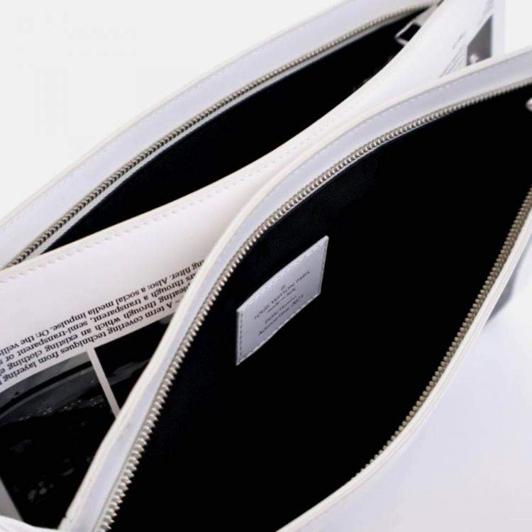 مملوكة مسبقًا Louis Vuitton Newspaper Pouch White Black Blue Calfskin Clutch Bag