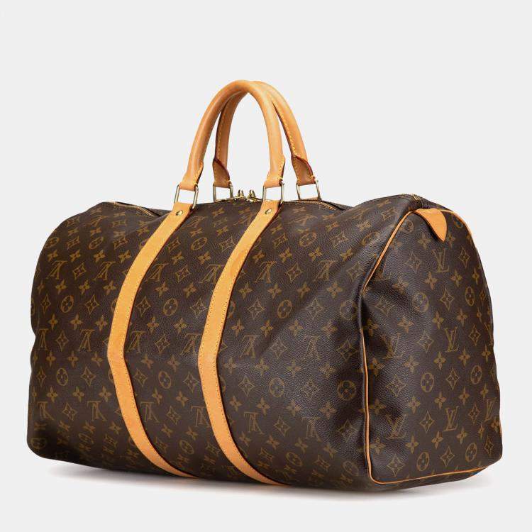 Pre Owned Louis Vuitton Brown Monogram Keepall 50 Travel Bag