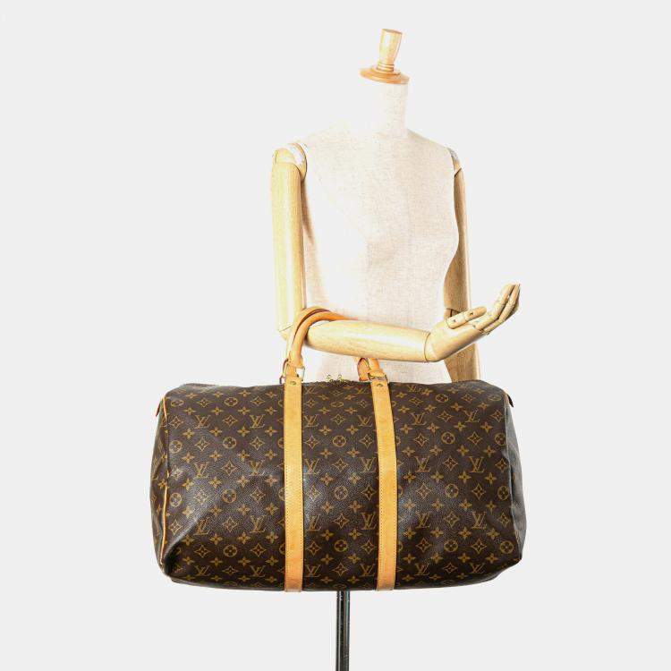 Pre Owned Louis Vuitton Brown Monogram Keepall 50 Travel Bag