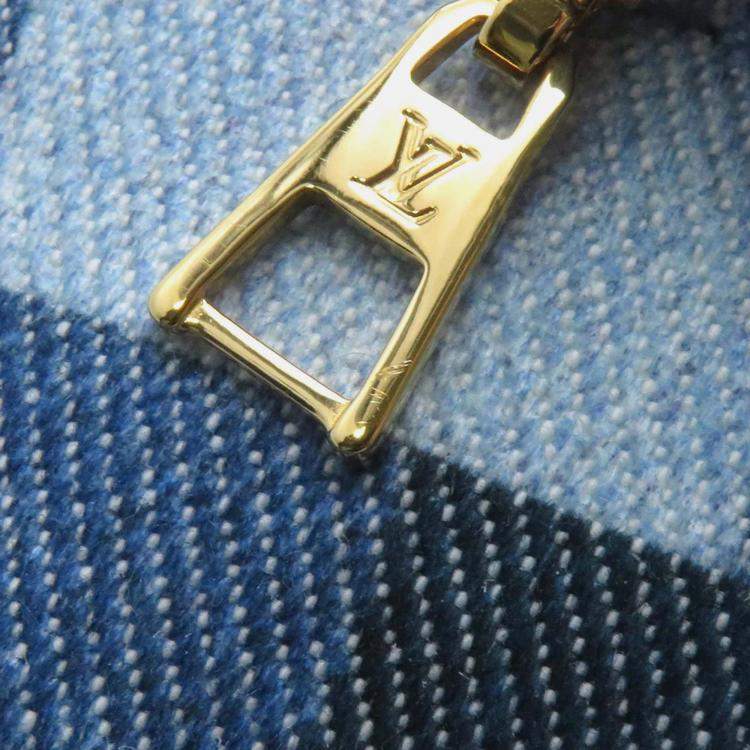Pre Owned Louis Vuitton Palm Springs Mini Blue Red Monogram Denim Backpack