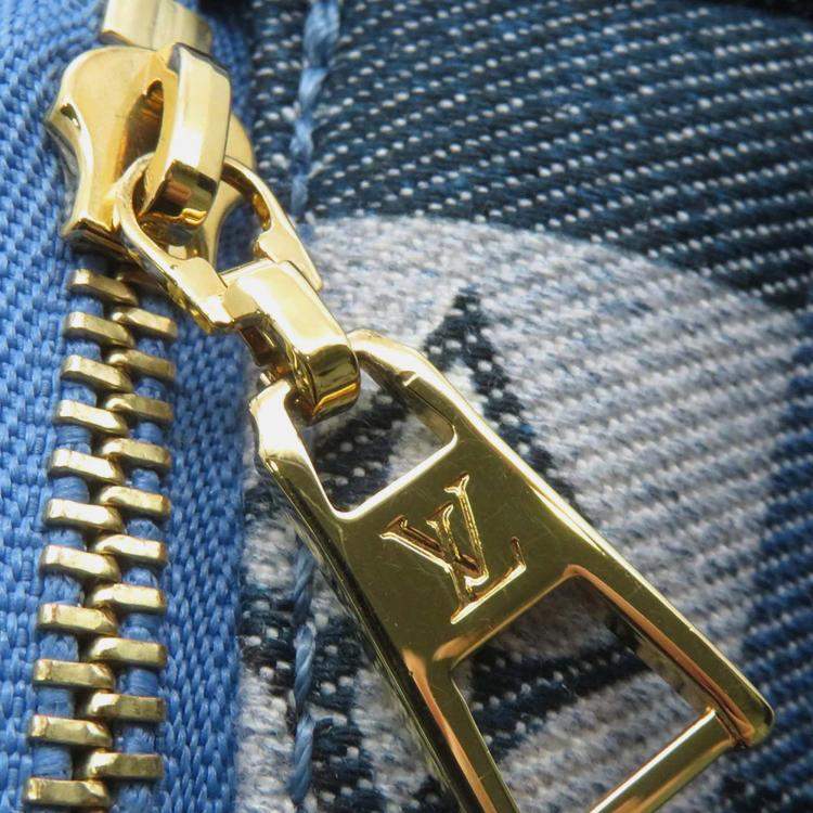 Pre Owned Louis Vuitton Palm Springs Mini Blue Red Monogram Denim Backpack
