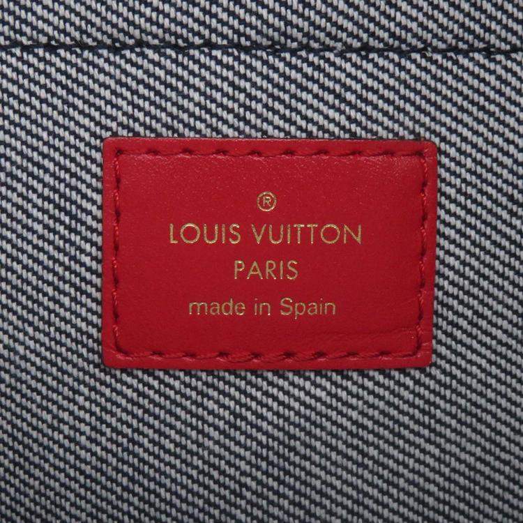 Pre Owned Louis Vuitton Palm Springs Mini Blue Red Monogram Denim Backpack