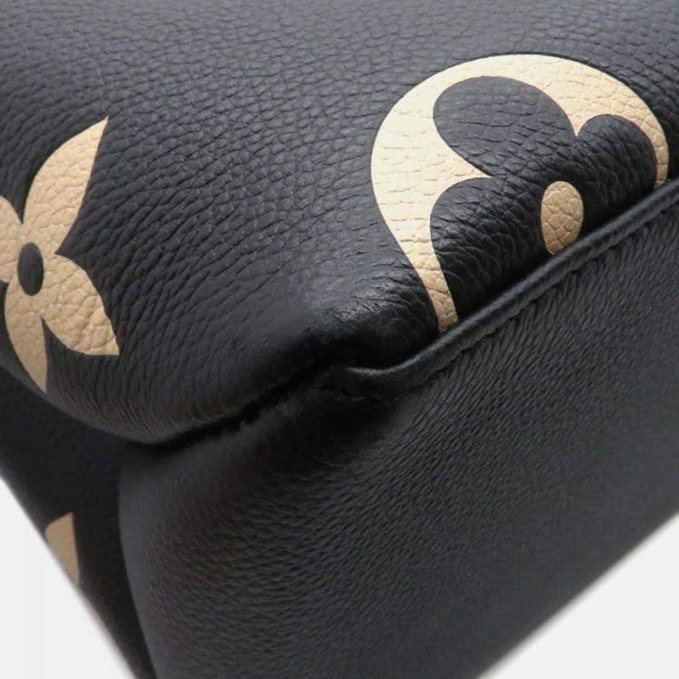 Pre Owned Louis Vuitton Petit Palais PM Noir Beige Bicolor Monogram Empreinte Leather Handbag