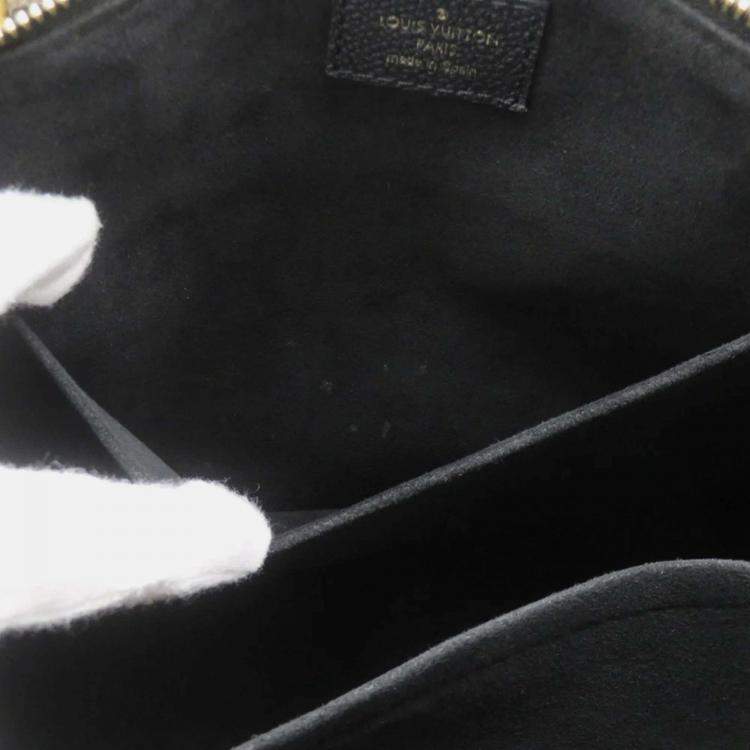 Pre Owned Louis Vuitton Petit Palais PM Noir Beige Bicolor Monogram Empreinte Leather Handbag