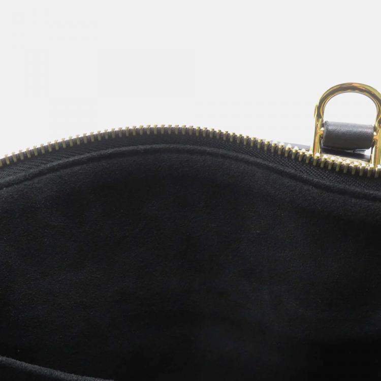 Pre Owned Louis Vuitton Petit Palais PM Noir Beige Bicolor Monogram Empreinte Leather Handbag