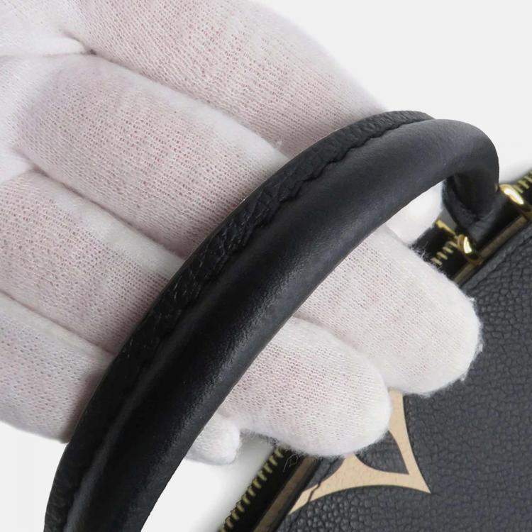 Pre Owned Louis Vuitton Petit Palais PM Noir Beige Bicolor Monogram Empreinte Leather Handbag