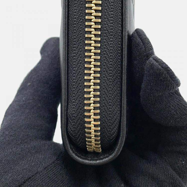 Pre Owned Louis Vuitton Zippy Noir Monogram Lambskin Wallet