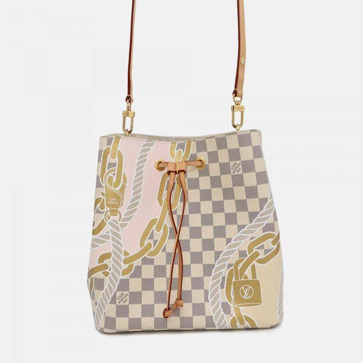 Pre Owned Louis Vuitton Neonoe MM White Damier Azur Shoulder Bag