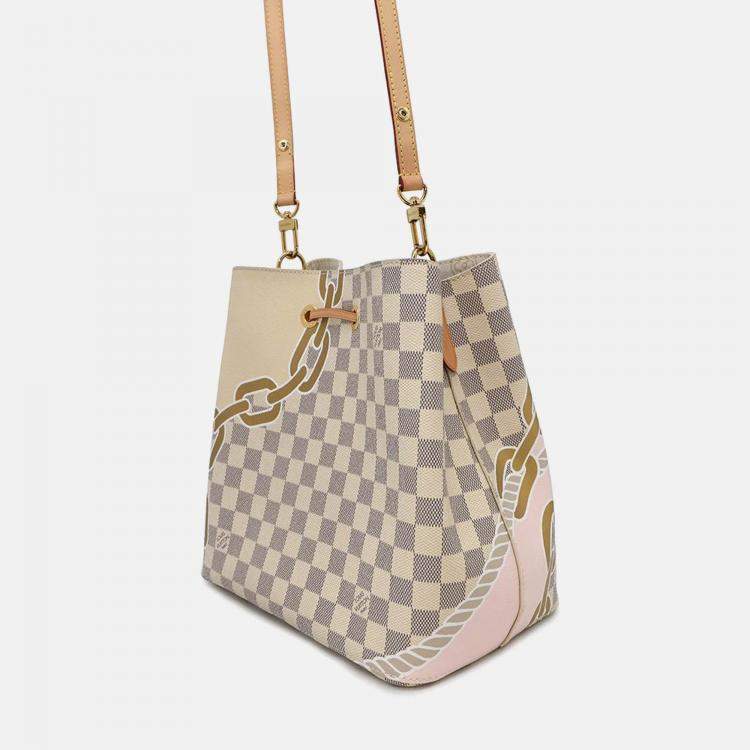 Pre Owned Louis Vuitton Neonoe MM White Damier Azur Shoulder Bag
