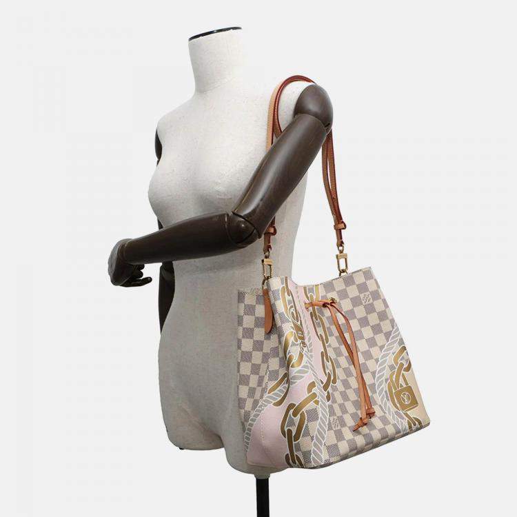 Pre Owned Louis Vuitton Neonoe MM White Damier Azur Shoulder Bag