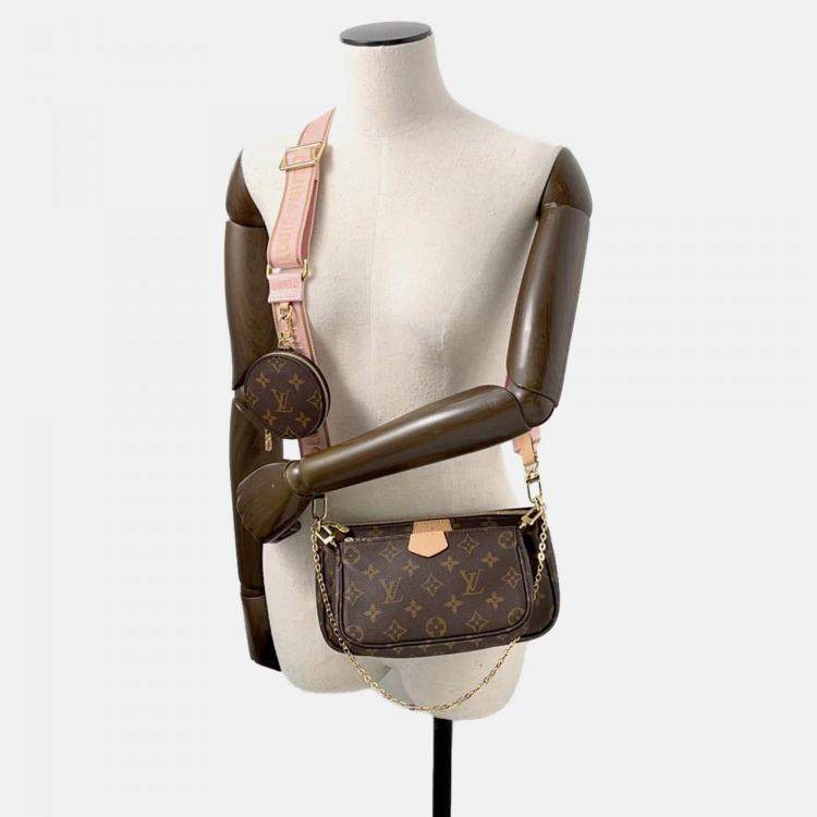 Pre Owned Louis Vuitton Multi Pochette Accessoires Rose Claire Monogram Crossbody Bag