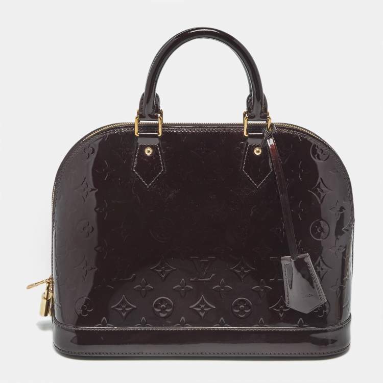 Pre Owned Louis Vuitton Amarante Monogram Vernis Alma PM Bag w/ Wallet