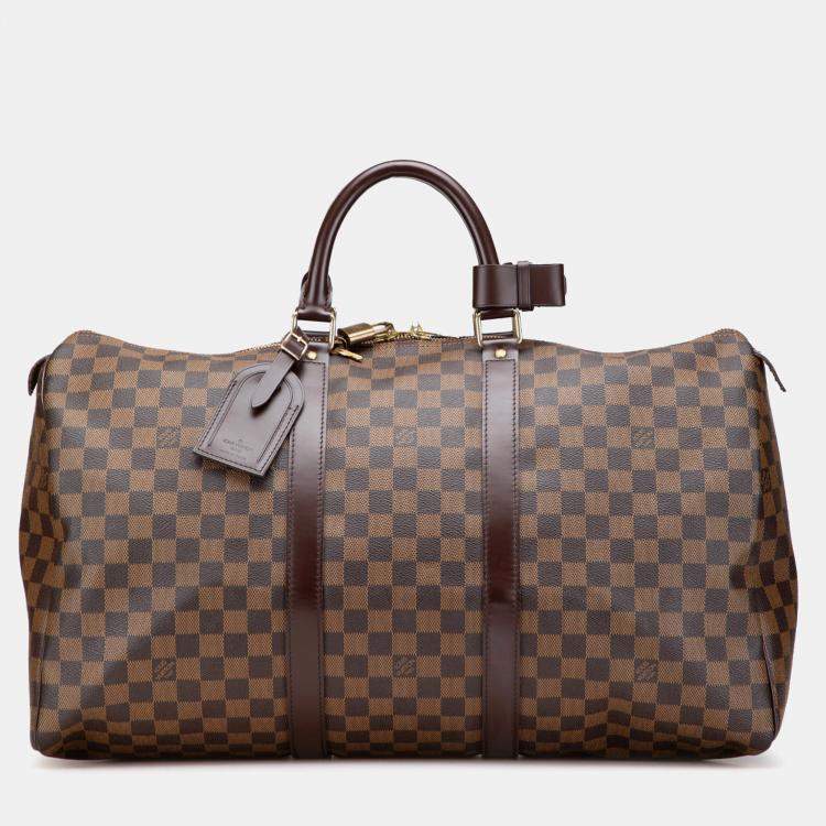 Pre Owned Louis Vuitton Brown Damier Ebene Keepall 50