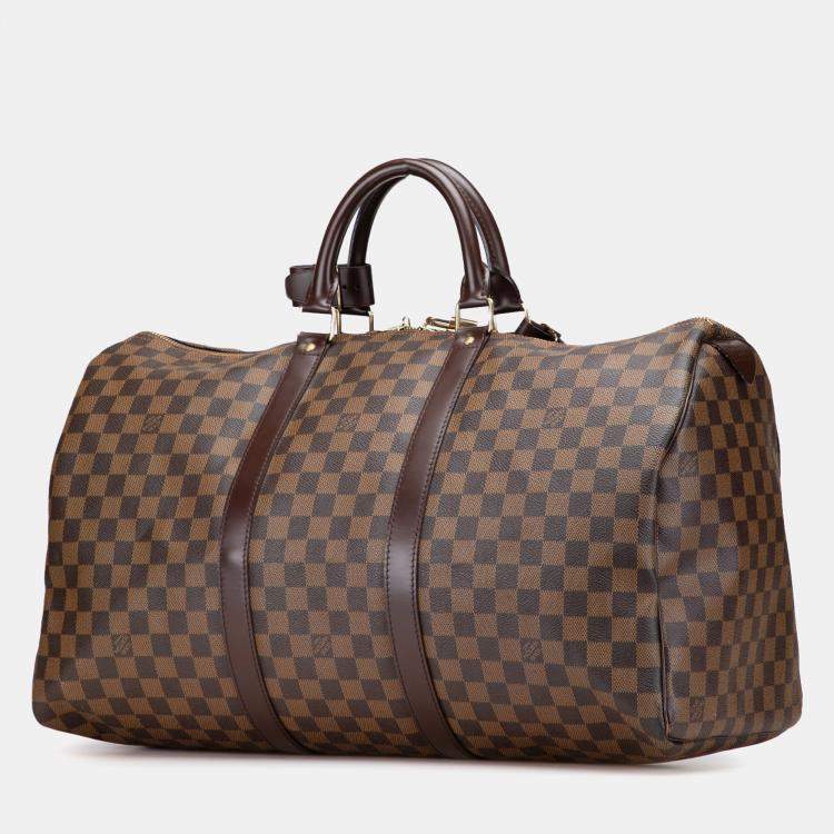 Pre Owned Louis Vuitton Brown Damier Ebene Keepall 50