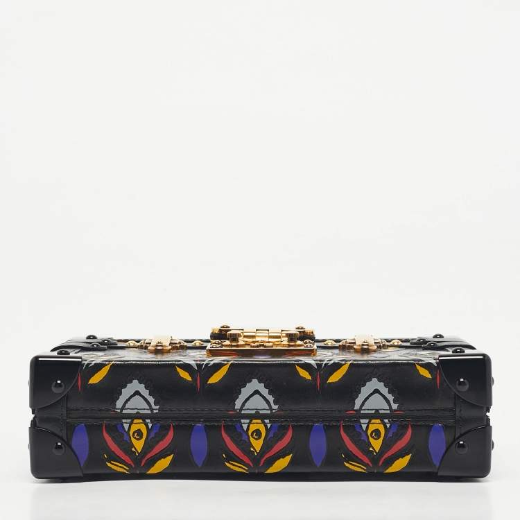 Pre Owned Louis Vuitton Black Graphic Print Leather Petite Malle Bag