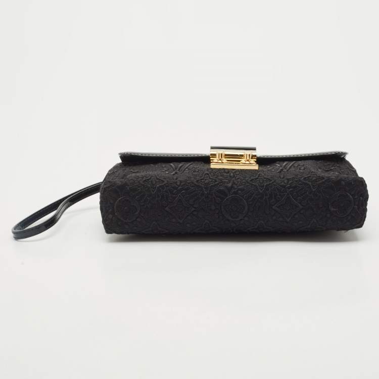 Pre Owned Louis Vuitton Black Monogram Nylon and Vernis Dentelle Pochette