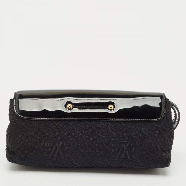Pre Owned Louis Vuitton Black Monogram Nylon and Vernis Dentelle Pochette
