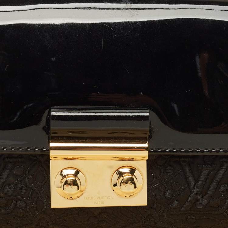 Pre Owned Louis Vuitton Black Monogram Nylon and Vernis Dentelle Pochette