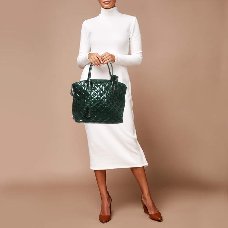 Pre Owned Louis Vuitton Green Monogram Vernis Fascination Lockit Bag