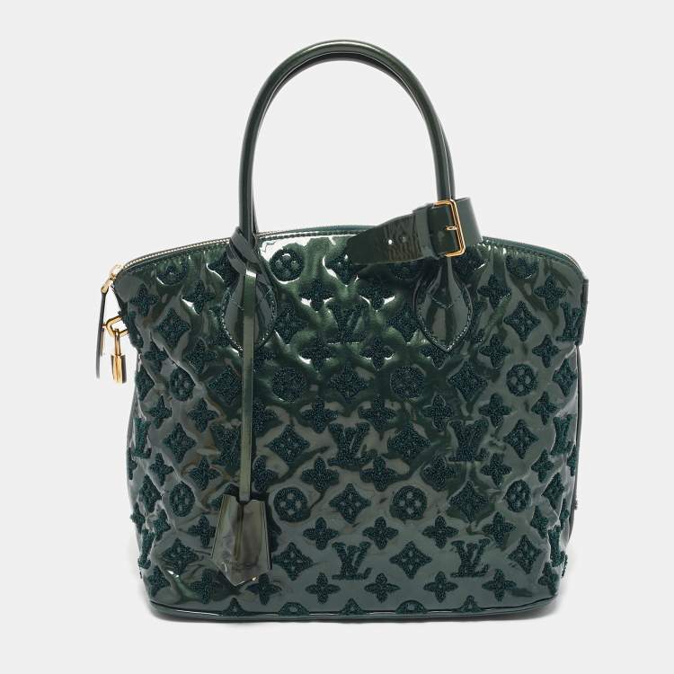 Pre Owned Louis Vuitton Green Monogram Vernis Fascination Lockit Bag