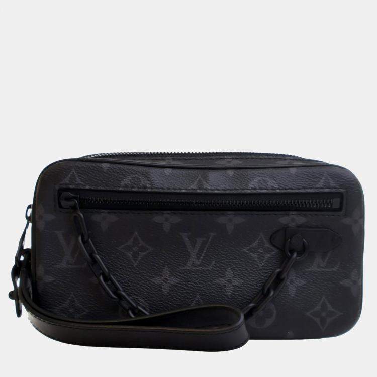 Pre Owned Louis Vuitton Black Monogram Eclipse Pochette Volga