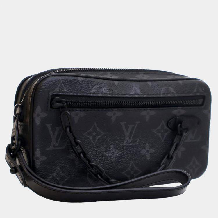 Pre Owned Louis Vuitton Black Monogram Eclipse Pochette Volga
