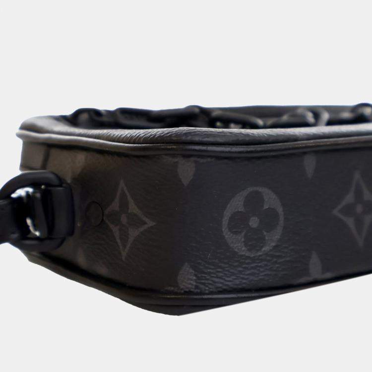 Pre Owned Louis Vuitton Black Monogram Eclipse Pochette Volga