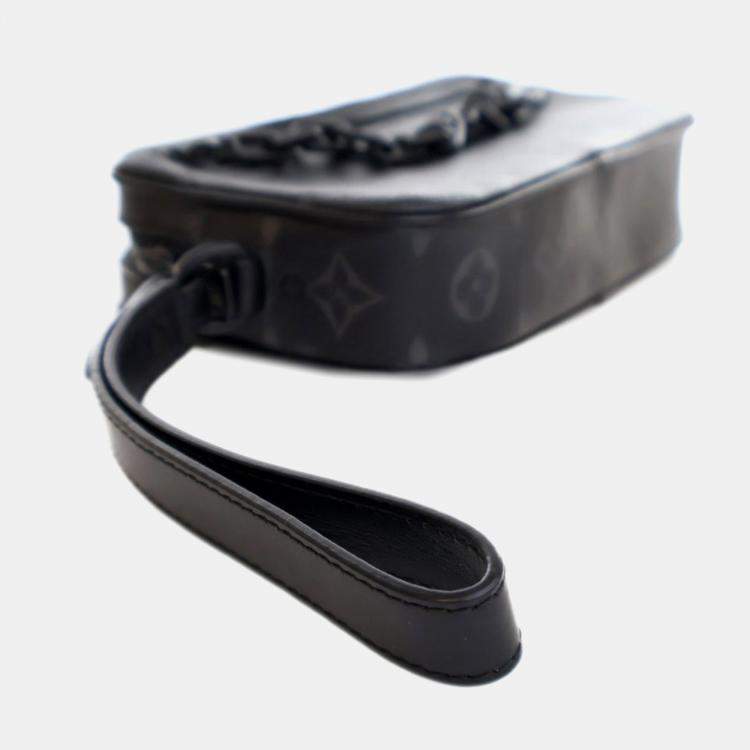 Pre Owned Louis Vuitton Black Monogram Eclipse Pochette Volga