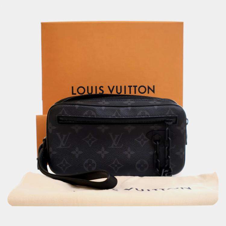 Pre Owned Louis Vuitton Black Monogram Eclipse Pochette Volga